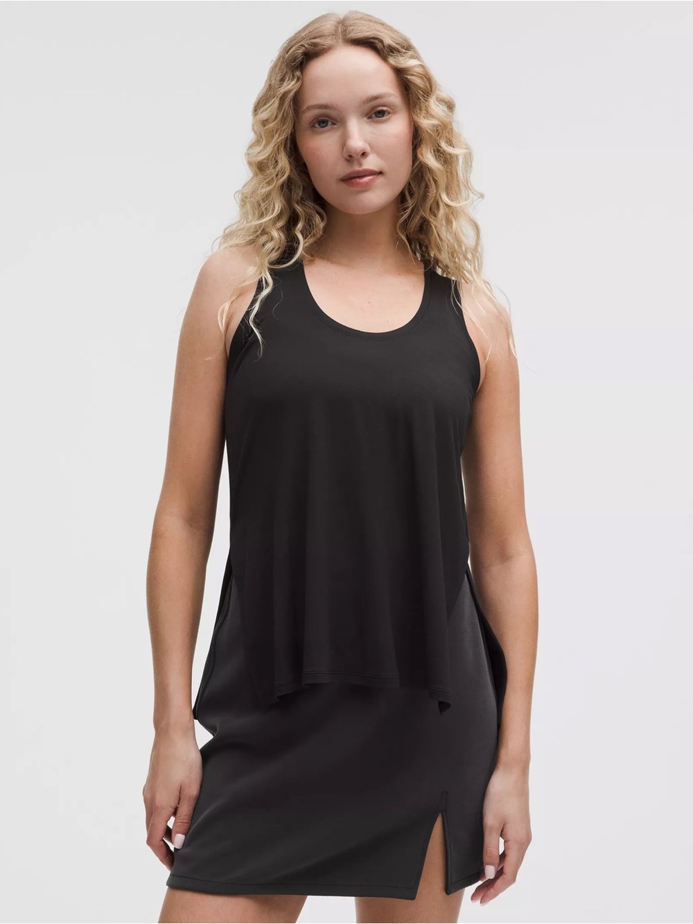 LULULEMON Silkappeal Side Slit Tank Top size XL | Black